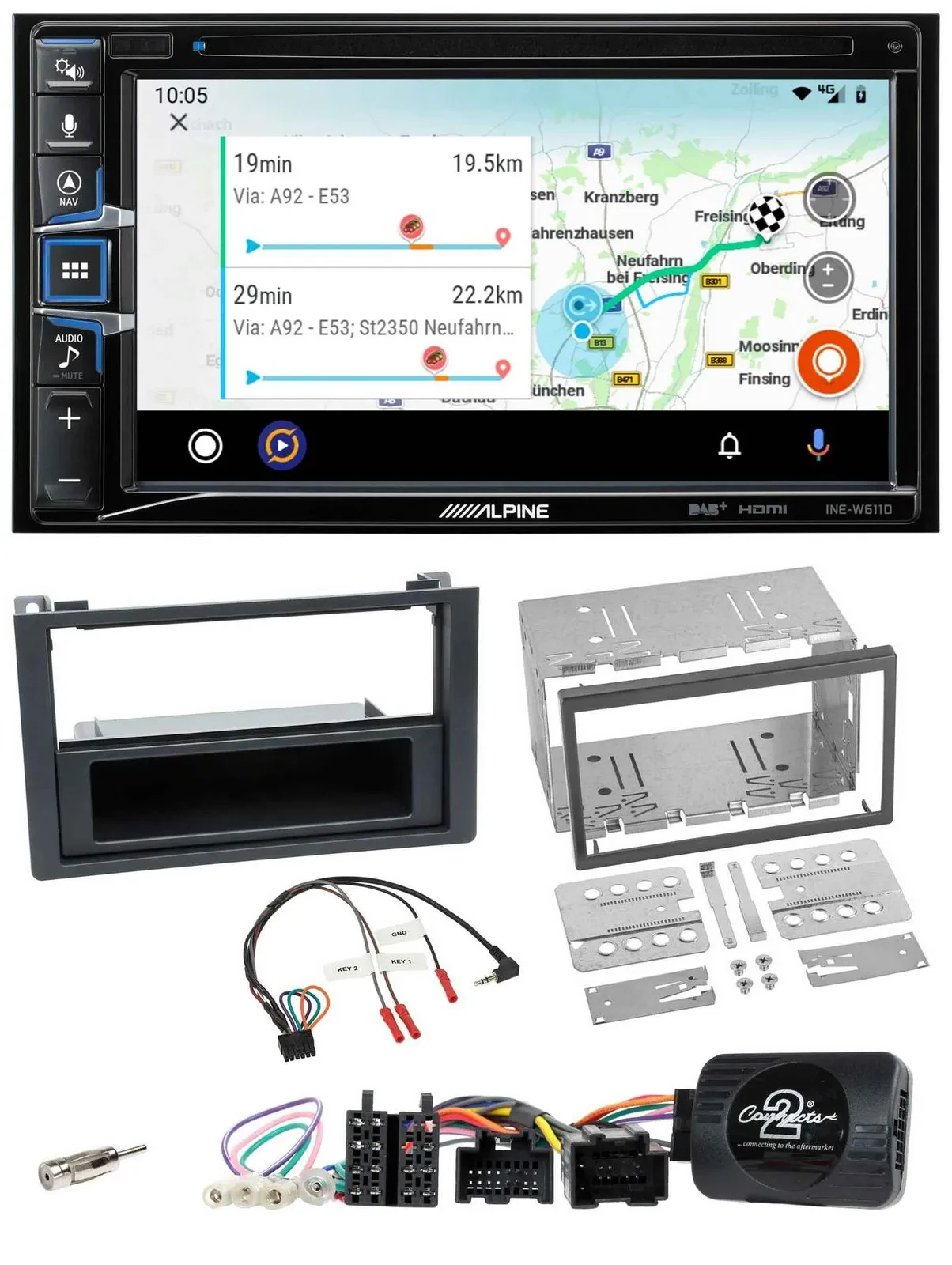 Автомагнитола для Saab 9-3 (2008–2012) Alpine 2DIN Bluetooth USB DAB, навигация, поддержка управления на руле