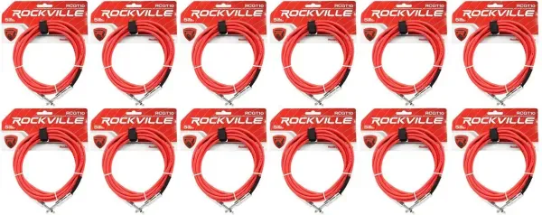 Инструментальный кабель Rockville RCGT10R Red 3 м (12 штук)