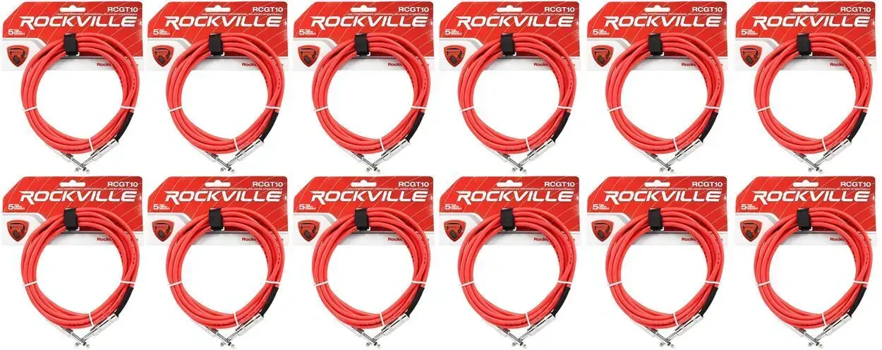 Инструментальный кабель Rockville RCGT10R Red 3 м (12 штук)