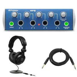 PreSonus HP4 4-Channel Headphone Distribution Amplifier, Blue, Bundle with TAPH1