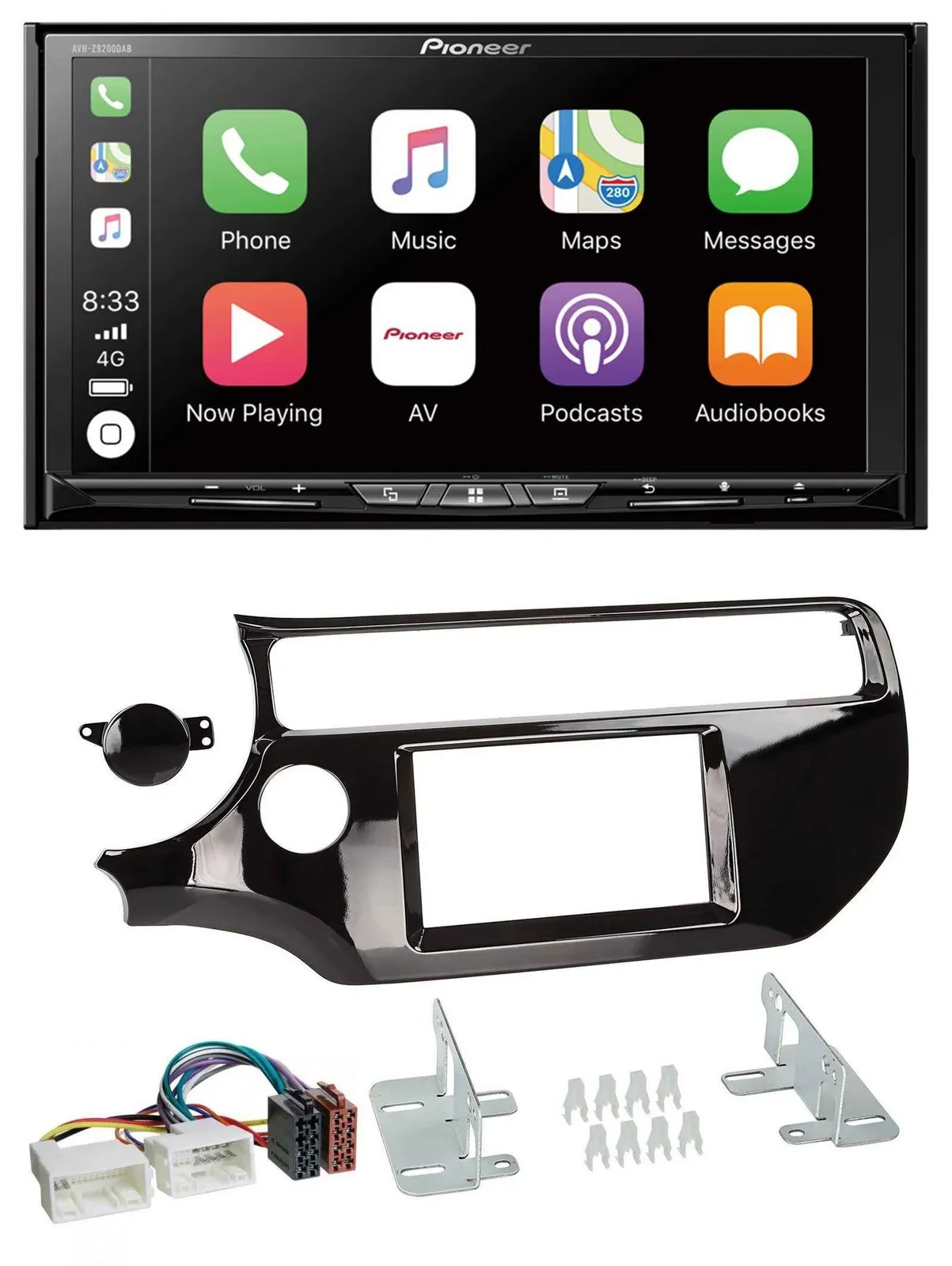 Автомагнитола для Kia Rio UB (с 2015) Pioneer 2-DIN USB DAB DVD Bluetooth, черный (piano black)