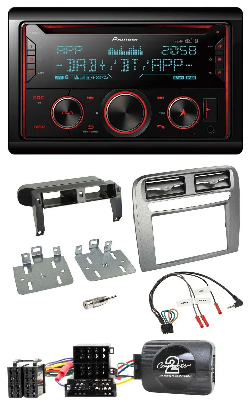 Pioneer 2DIN DAB Lenkrad Bluetooth USB CD Autoradio für Fiat GrandePunto 05-06 a