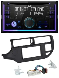 Автомагнитола для Kia Rio 2011–2014 JVC 2DIN DAB Bluetooth CD MP3 USB, черный