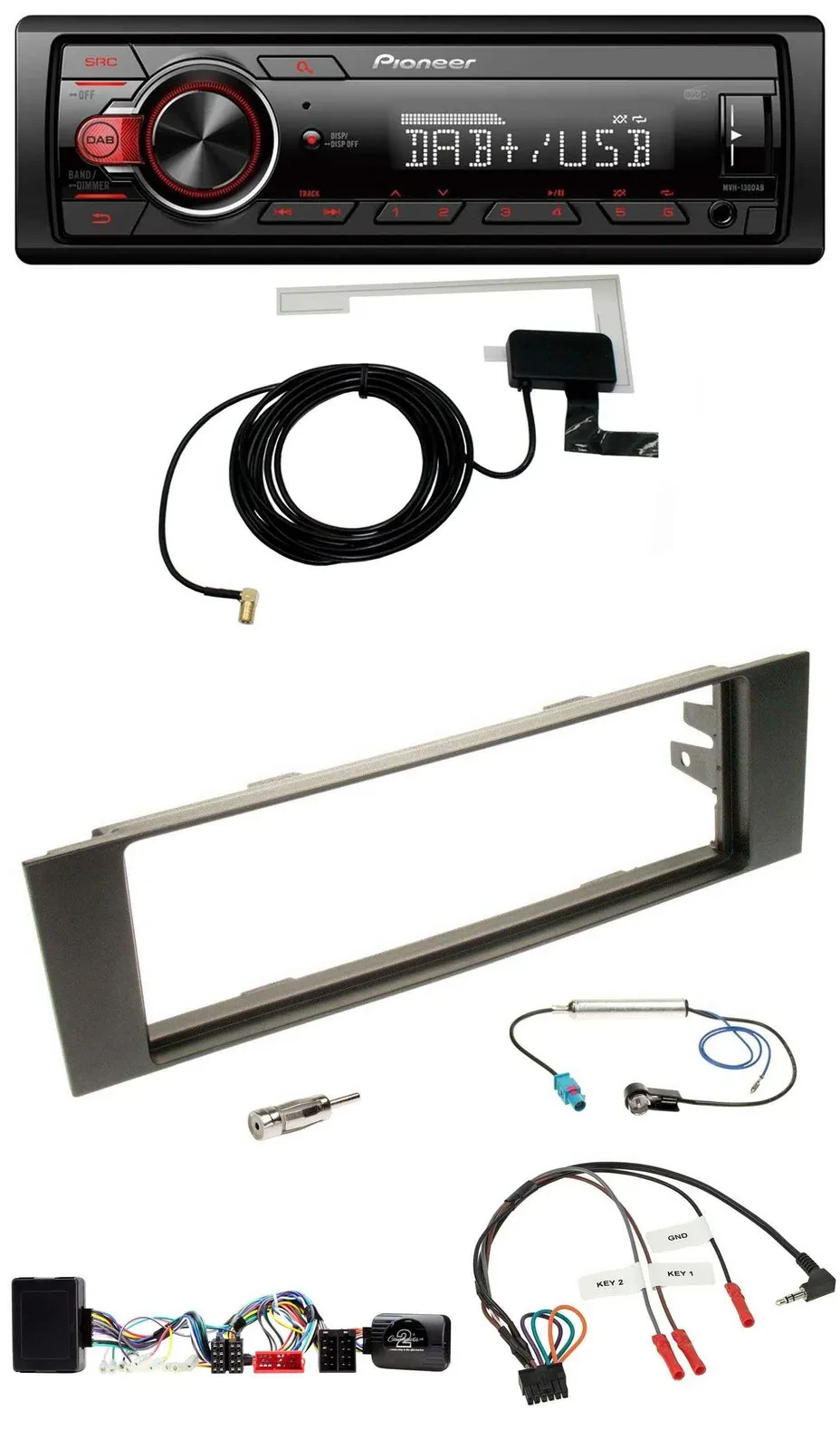 Pioneer 1DIN MP3 DAB USB Lenkrad Autoradio für Audi A3 03-06 vollaktiv