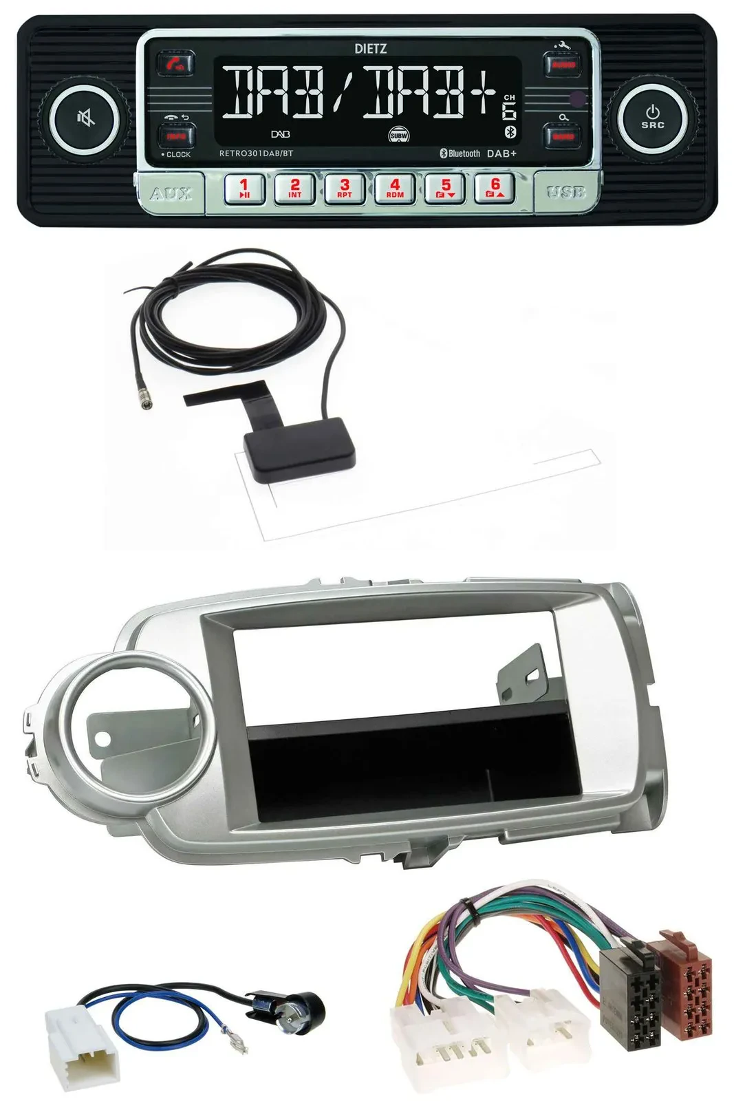 Dietz DAB Bluetooth USB MP3 Autoradio für Toyota Yaris (11-14) - silber