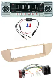 Dietz DAB USB MP3 Bluetooth Autoradio für Fiat 500 ab 2007 perlgrau beige