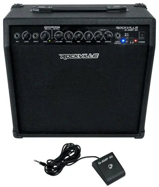 Комбоусилитель для электрогитары Rockville G-AMP 30 Black 30W 1x8 с микрофоном