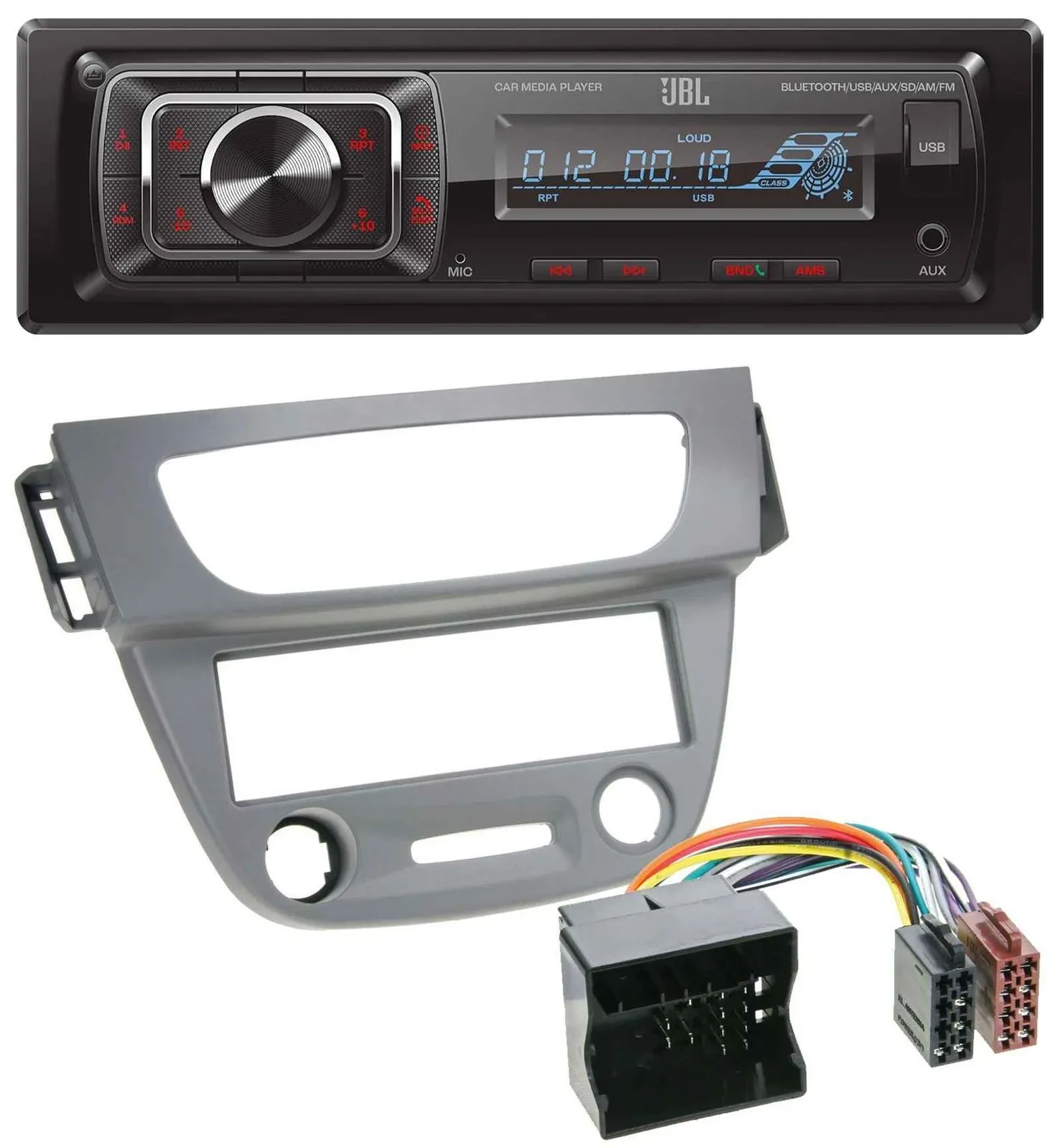 JBL SD AUX MP3 USB Bluetooth Autoradio für Renault Megane 3 Quadlock 09-14 grau