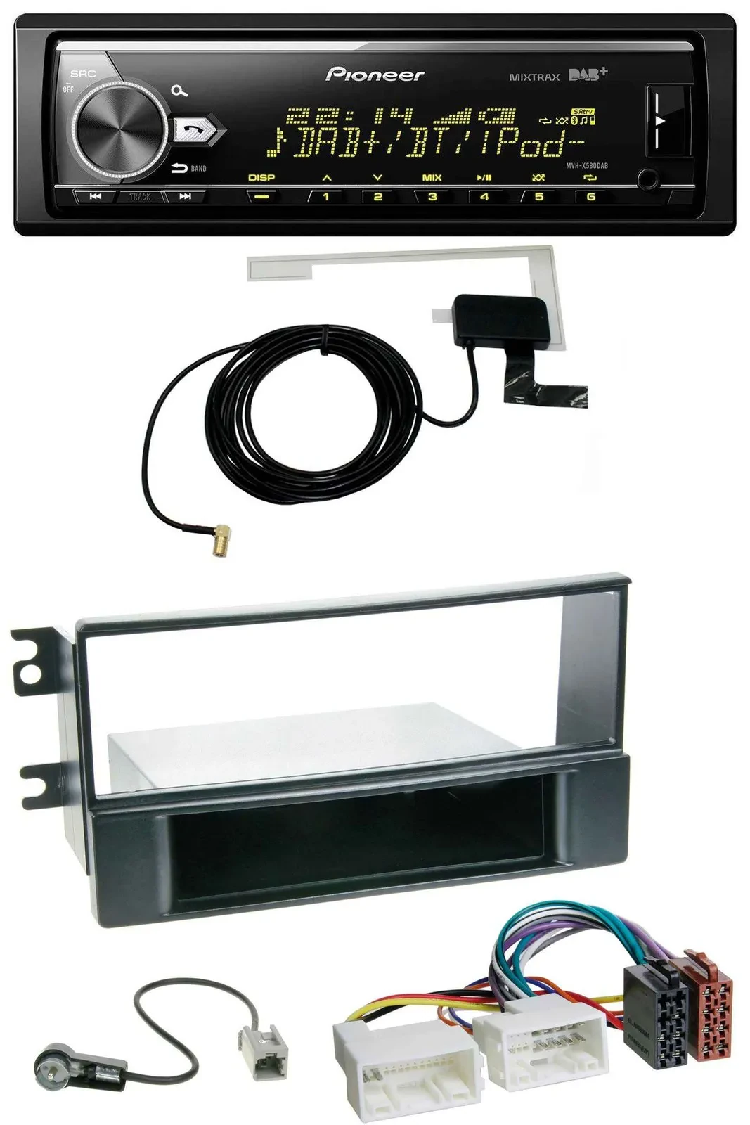 Автомагнитола для Kia Sportage II (2008–2010) Pioneer Bluetooth, DAB, USB, MP3 с новой проводкой