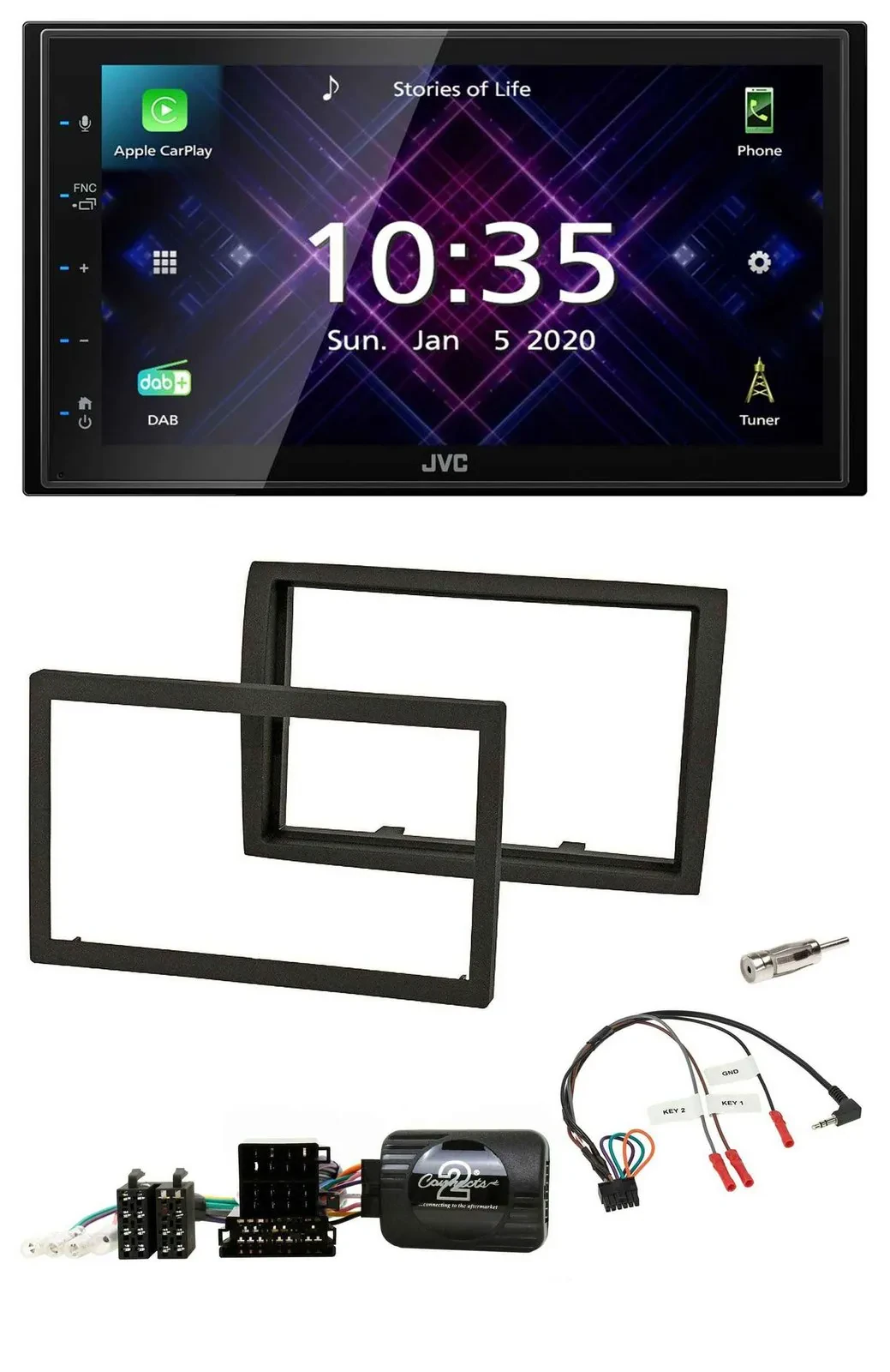 JVC DAB 2DIN Lenkrad Bluetooth USB Autoradio für Fiat Ducato