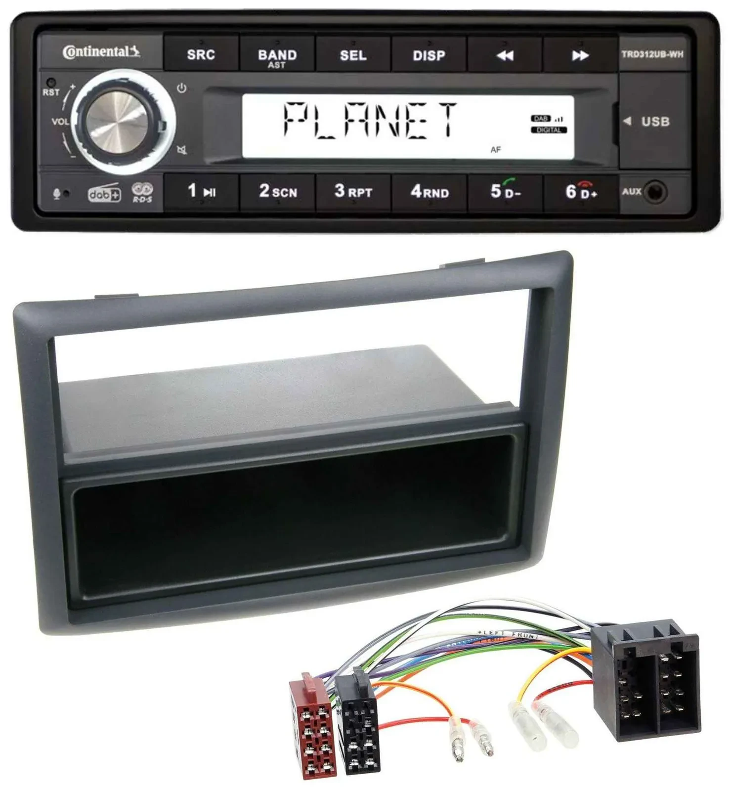 Continental USB 1DIN AUX DAB MP3 Autoradio für Renault Megane Scenic ab 07 schwa