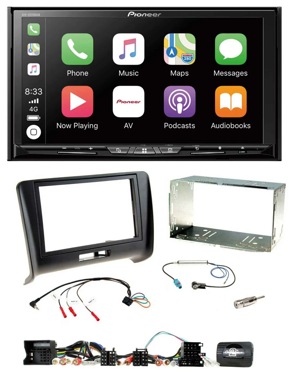 Pioneer 2DIN Lenkrad USB DAB DVD Bluetooth Autoradio für Audi TT 2006-2014