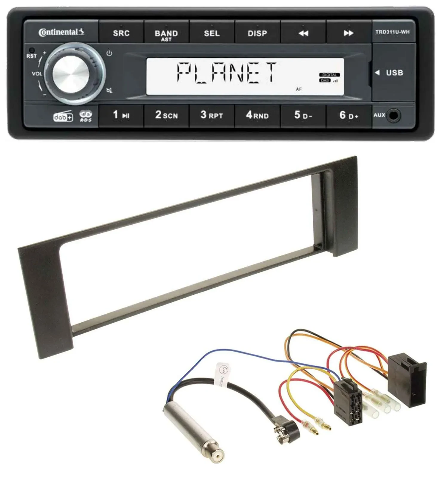 Continental MP3 AUX USB DAB 1DIN Autoradio für Audi A4 (B6, 00-04) - ISO