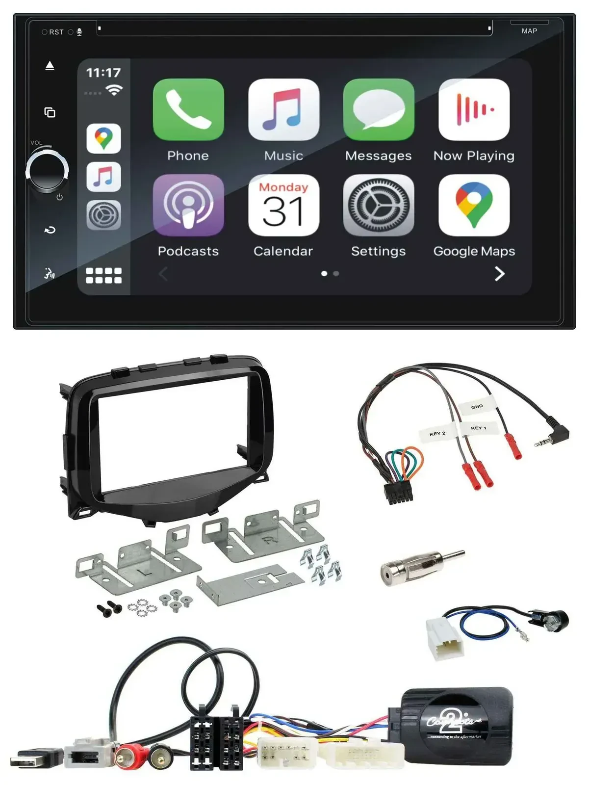Blaupunkt DAB USB Bluetooth Lenkrad 2DIN TMC Navigation für Toyota Aygo 2014-202