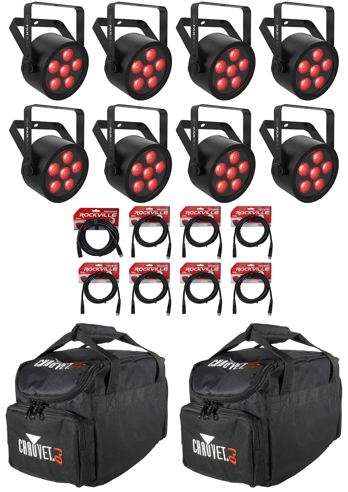 Светодиодный прибор Chauvet DJ SlimPAR H6 ILS RGBAW+UV LED DMX с аксессуарами (8 штук)