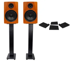 Pair Rockville APM8C 8" 2-Way 500 Watt Powered USB Studio Monitors+Stands+Pads