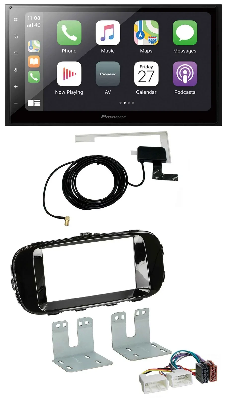 Pioneer USB MP3 2DIN Bluetooth DAB Autoradio für Kia Soul PS ab 14 piano-schwarz