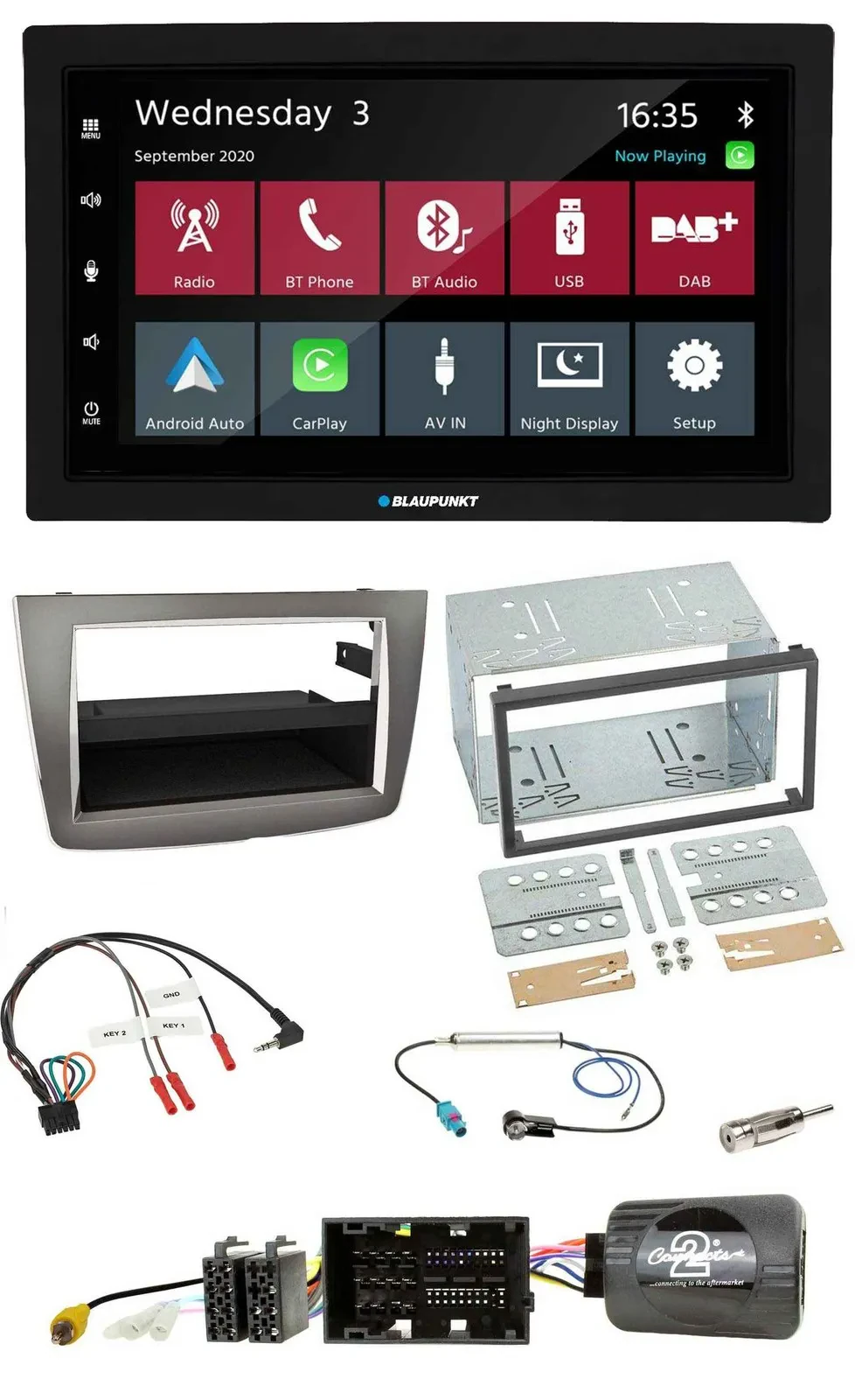 Blaupunkt DAB Bluetooth USB Lenkrad 2DIN Autoradio für Alfa Romeo Mito 2014-2018