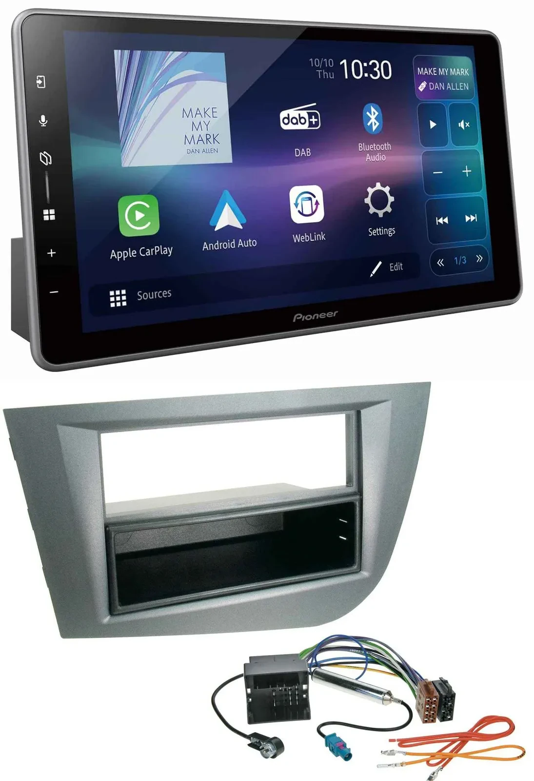 Pioneer Bluetooth USB DAB MP3 Autoradio für Seat Leon ab 05 dunkelgrau metallic