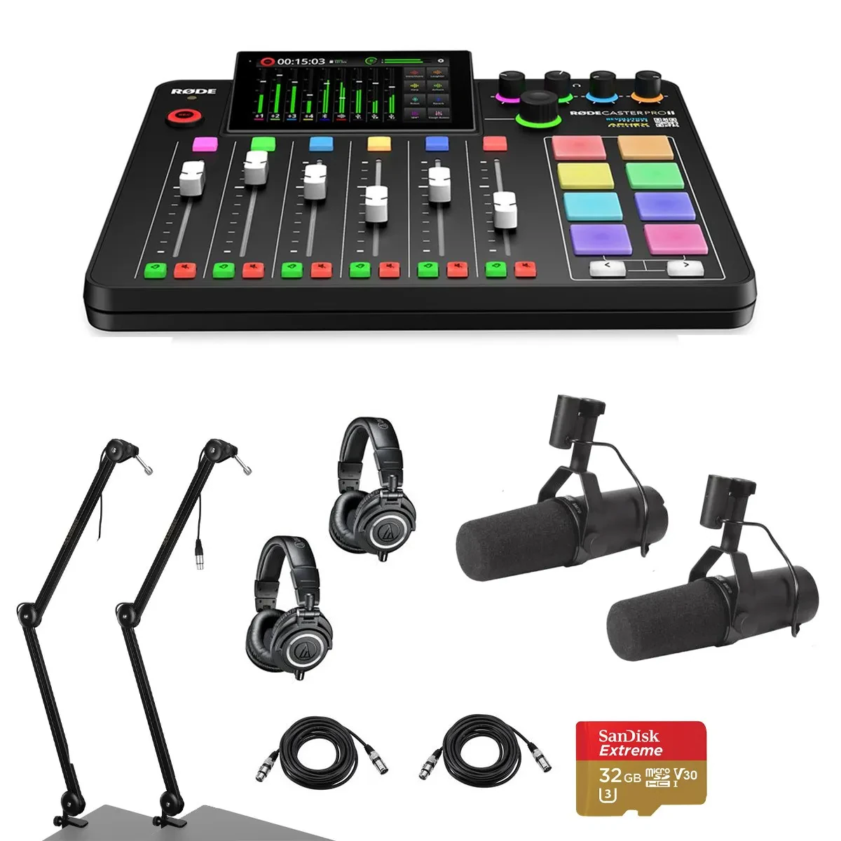 Комплект для подкастов Rode RCPIISHK2 RODECaster Pro II Integrated Audio Production Studio Console Bundle