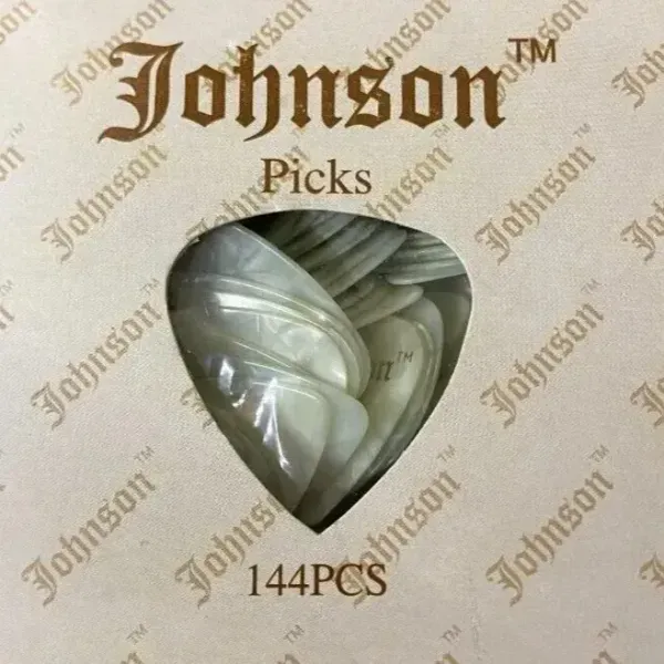 Медиаторы Johnson PG-613-H Celluloid Heavy White Pearloid (144 штуки)