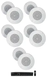 Rockville Commercial Amp Receiver+(10) 8" 70v Background Music Ceiling Speakers