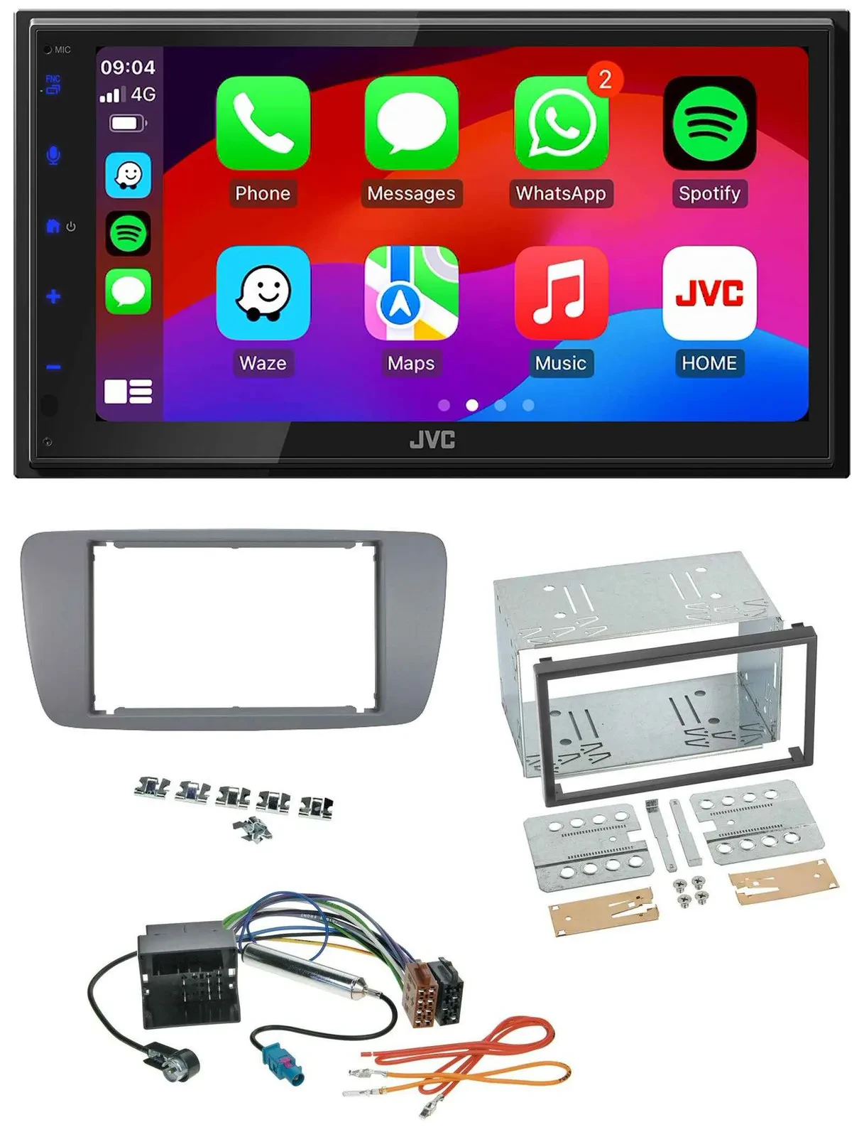JVC Bluetooth USB MP3 2DIN DAB Autoradio für Seat Ibiza ab 08 conemaragrau