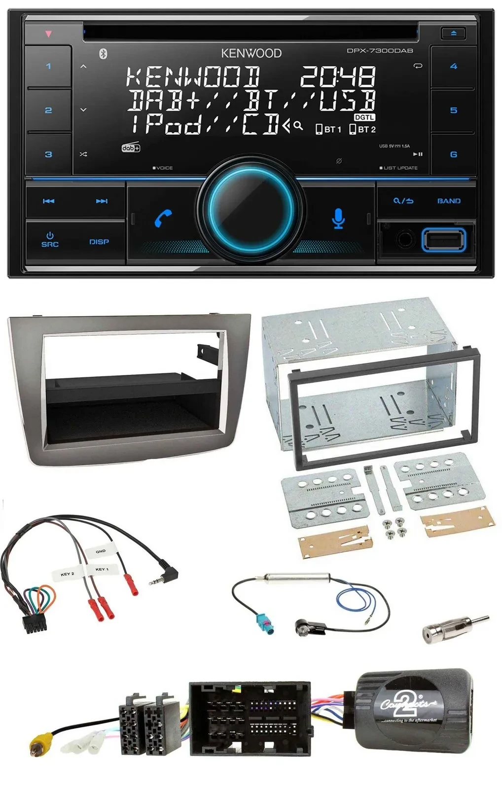 Kenwood CD 2DIN DAB USB Lenkrad Bluetooth Autoradio für Alfa Romeo Mito 2014-201