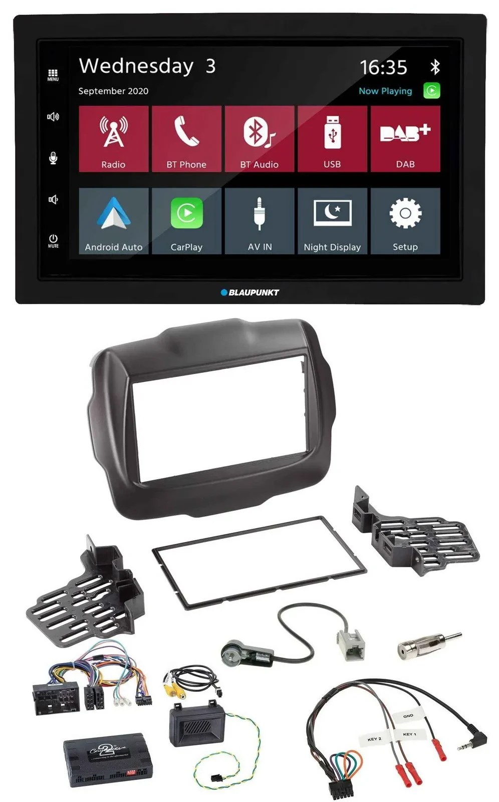 Blaupunkt DAB Bluetooth USB Lenkrad 2DIN Autoradio für Jeep Renegade ab 2015