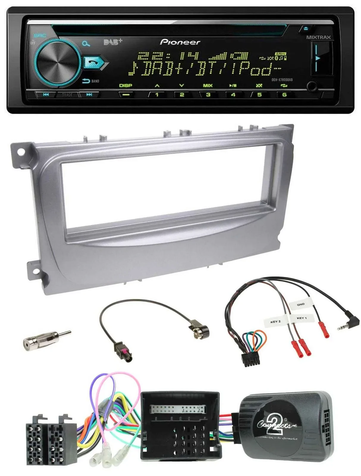 Автомагнитола Pioneer CD USB Bluetooth DAB для Ford S‑Max/Mondeo (CAN‑Bus, с 2007)
