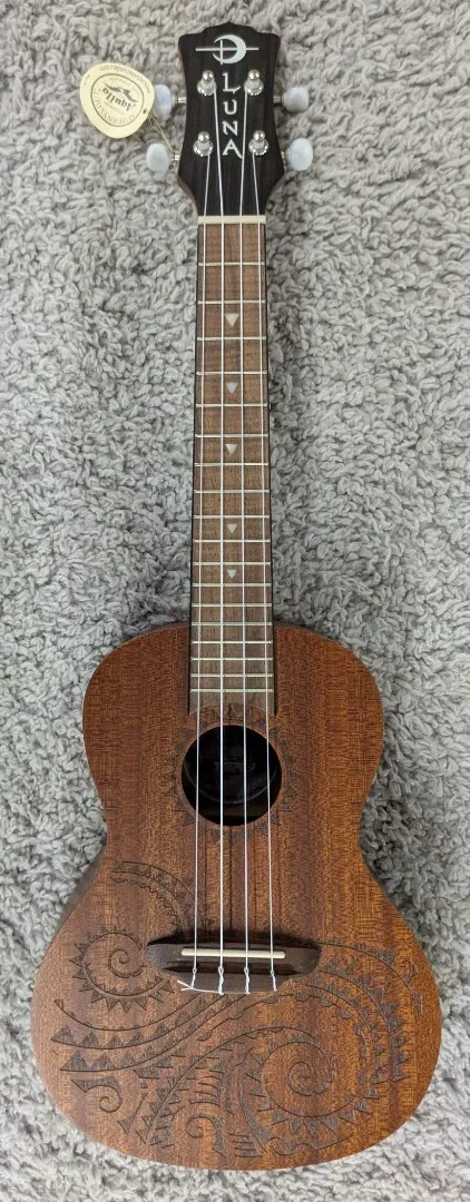 Luna Guitars Luna Model UKE TC MAH Tattoo Mahogany Concert Size Acoustic Ukulele with Gig Bag