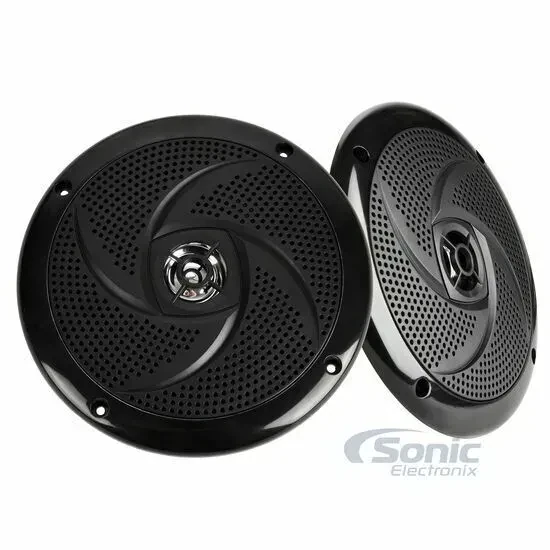 2) Belva BMS65SB 6.5" Shallow 4 ohm Marine Boat Audio Speakers - Black