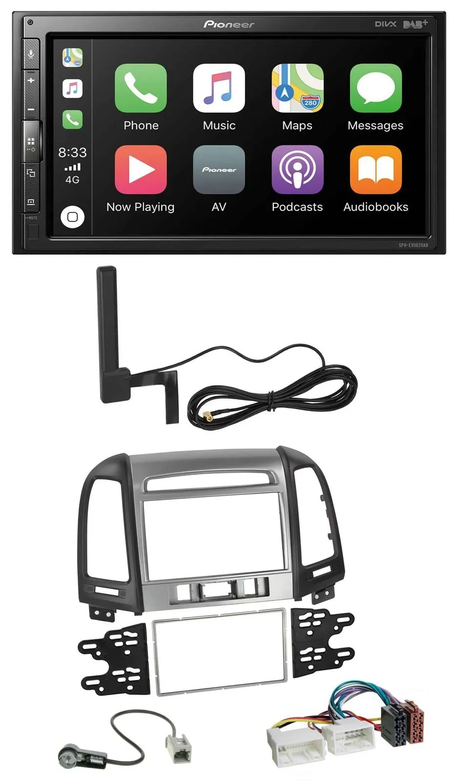 Автомагнитола для Hyundai Santa Fe 3 Pioneer 2DIN, USB, Bluetooth, DAB, MP3