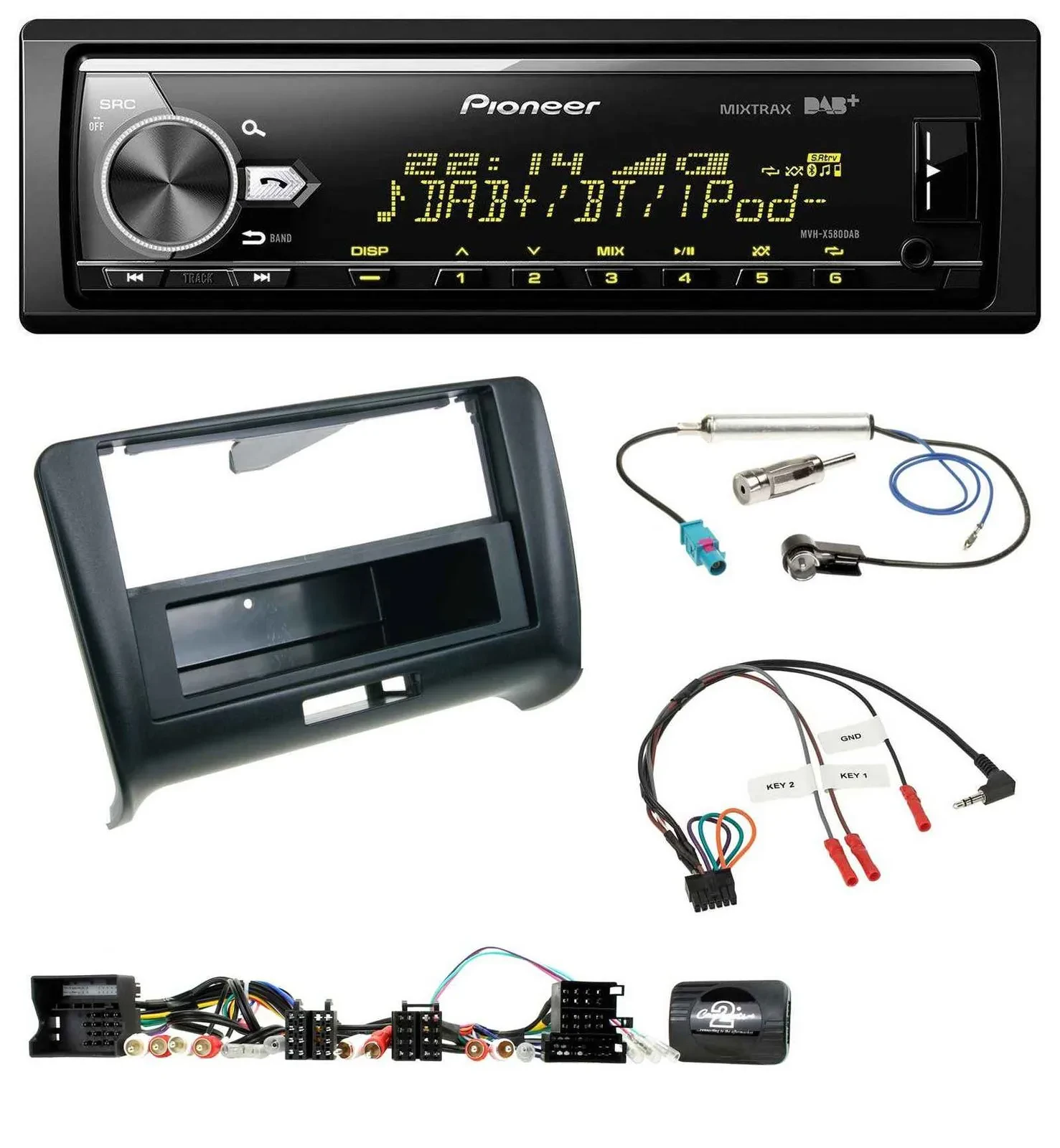 Автомагнитола для Audi TT (2006–2014) Pioneer Bluetooth, USB, DAB, совместима с кнопками на руле