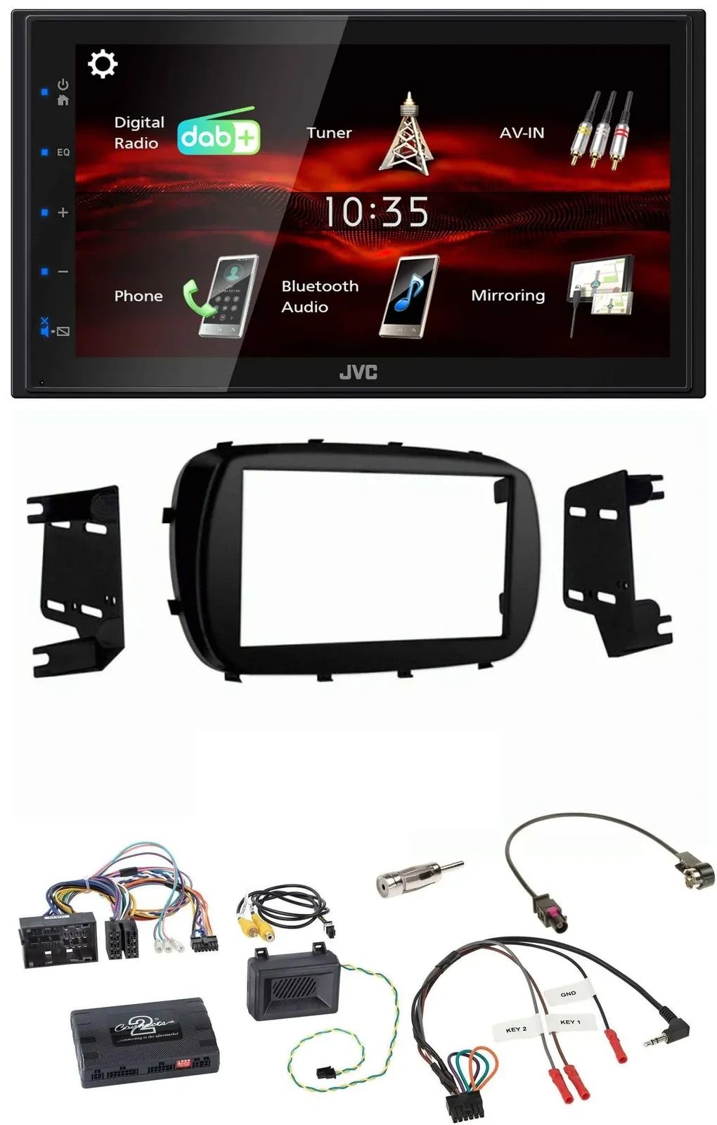 JVC USB Bluetooth Lenkrad DAB 2DIN Autoradio für Fiat 500X ab 2014