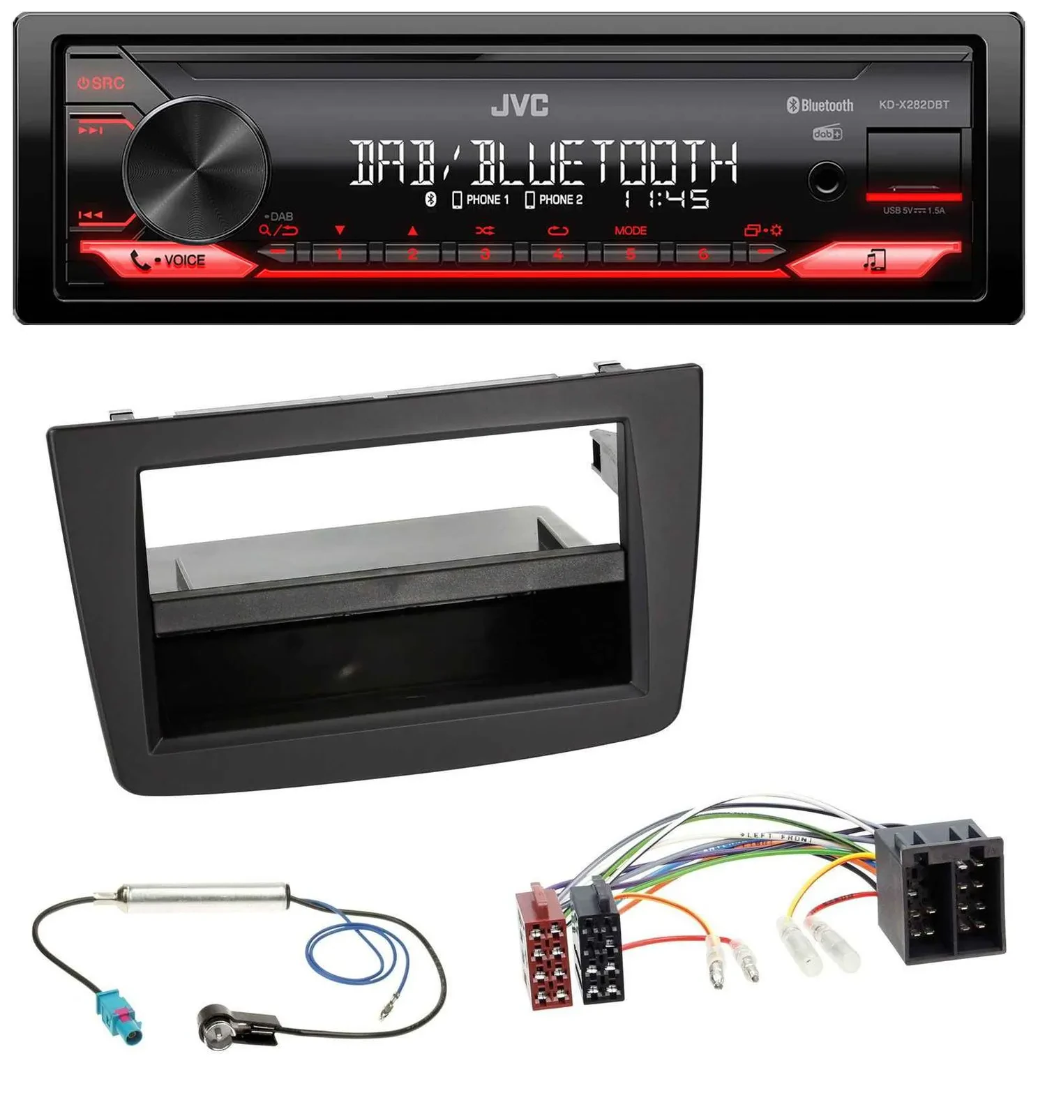 JVC Bluetooth USB DAB MP3 Autoradio für Alfa Romeo Mito 955 08-14 ISO schwarz