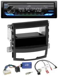 Автомагнитола JVC Bluetooth DAB USB для SsangYong Korando (2010–2013) с поддержкой кнопок на руле