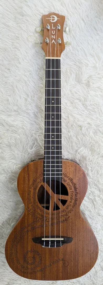 Luna Guitars Maluhia Peace Sign Tenor Ukulele Satin Natural Finish, UKE MALU