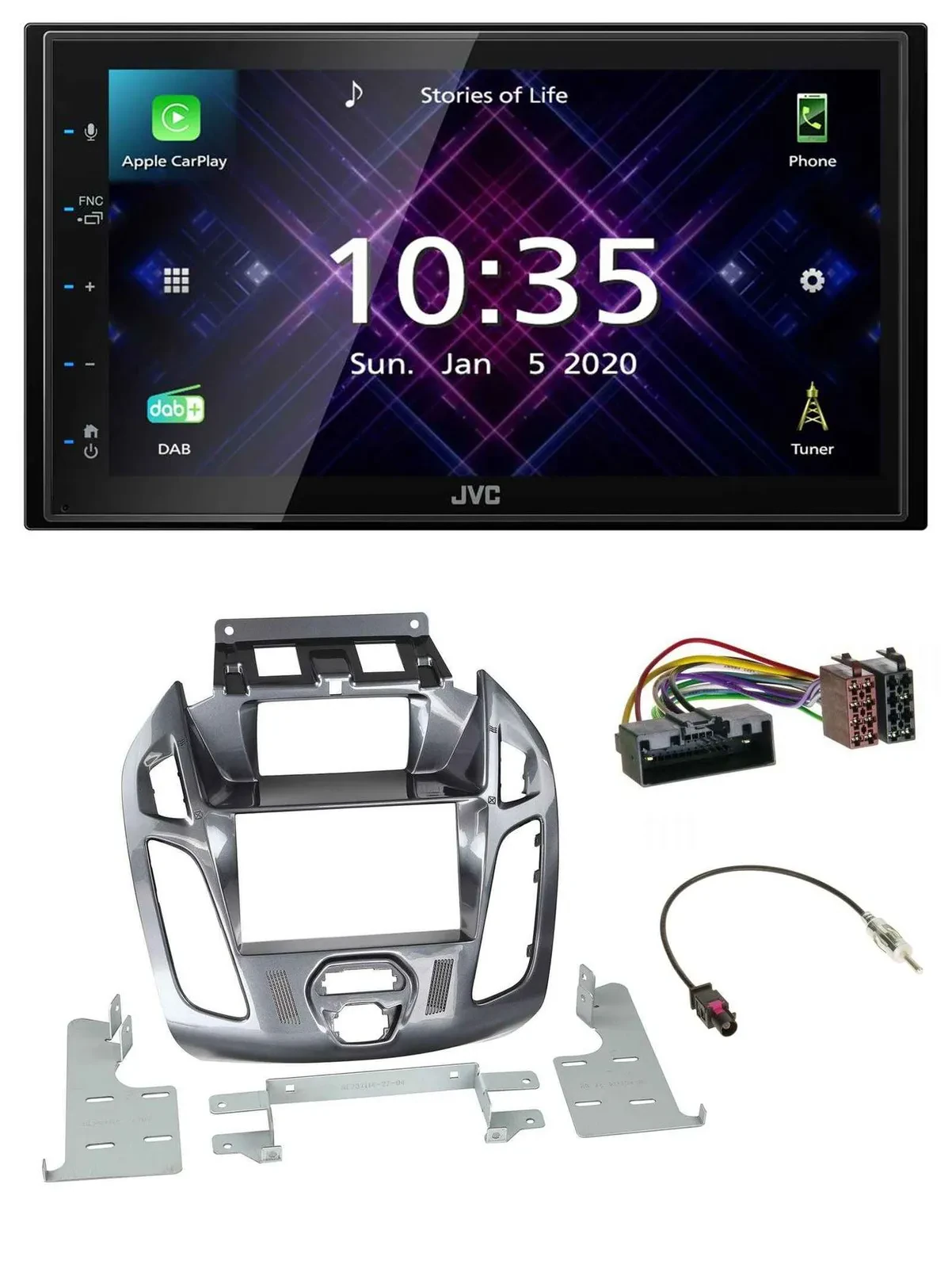 JVC DAB 2DIN MP3 Bluetooth USB Autoradio für Ford Transit Connect mit Display 12
