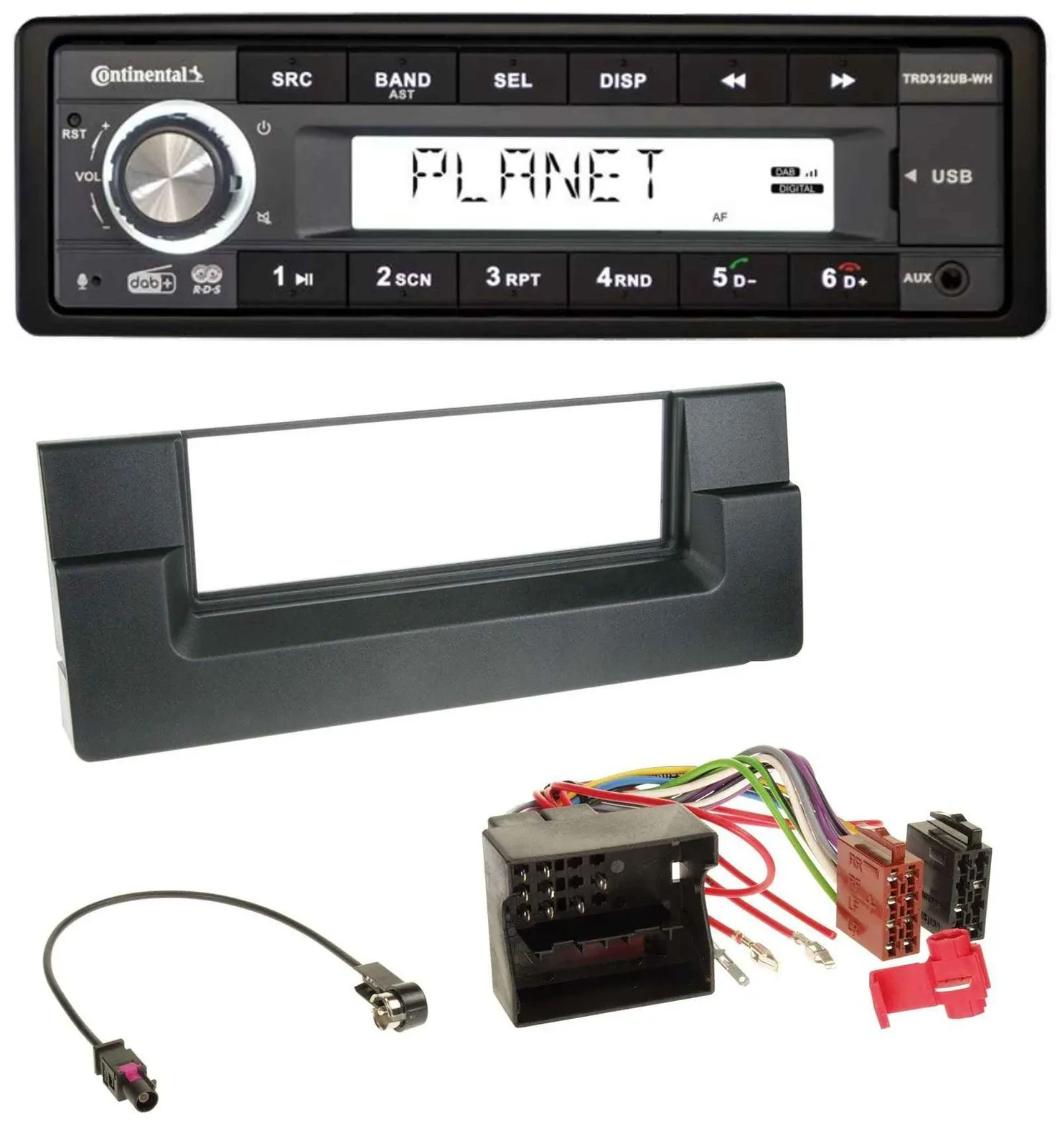Continental USB 1DIN AUX DAB MP3 Autoradio für BMW 5er (E39) X5 (E53) Quadlock