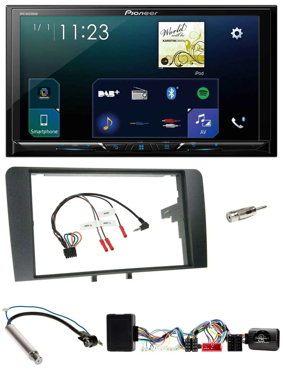 Pioneer Lenkrad Bluetooth USB 2DIN DAB Autoradio für Audi A3 Symphony Aktiv ISO