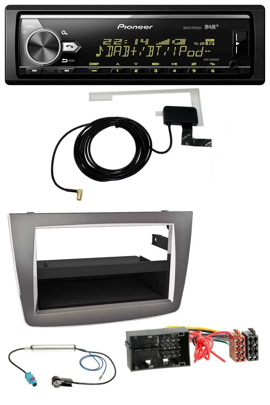 Автомагнитола Pioneer Bluetooth DAB USB MP3 для Alfa Romeo Mito (тип 955, с 2014), серебристая