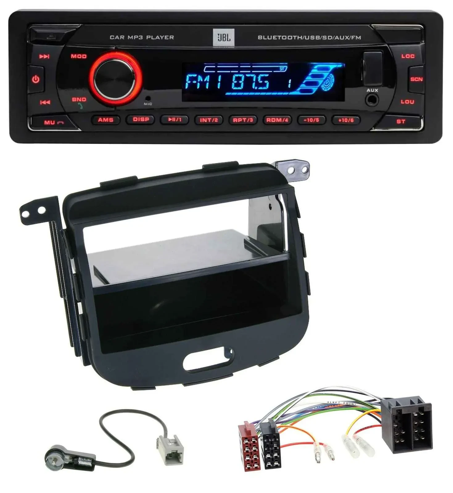 JBL AUX MP3 USB Bluetooth SD Autoradio für Hyundai i10 2008-2013 Rubber Touch