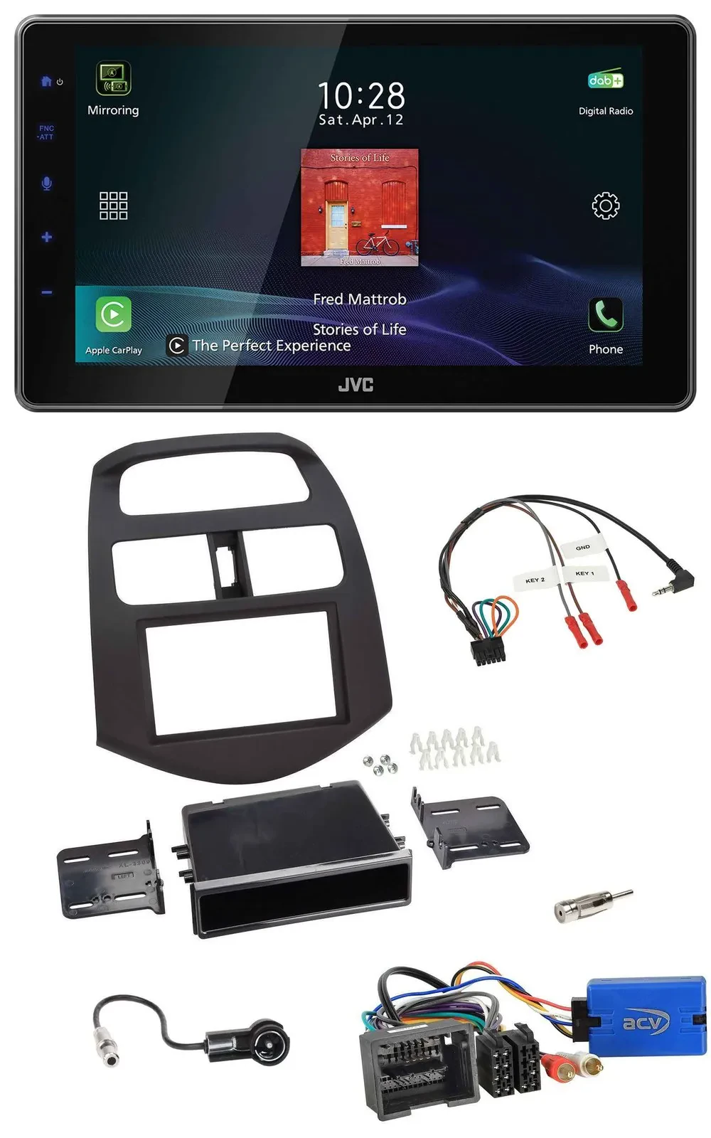 JVC DAB Lenkrad Bluetooth USB Autoradio für Chevrolet Spark 2013-2015