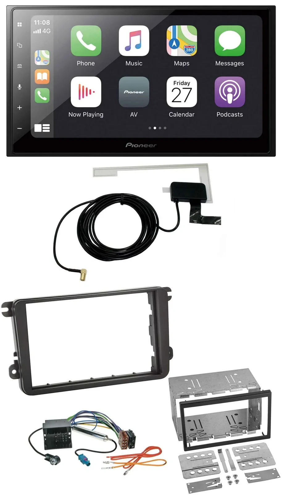 Автомагнитола Pioneer 2-DIN, USB, MP3, Bluetooth, DAB, для Skoda Fabia/Octavia II/Rapid