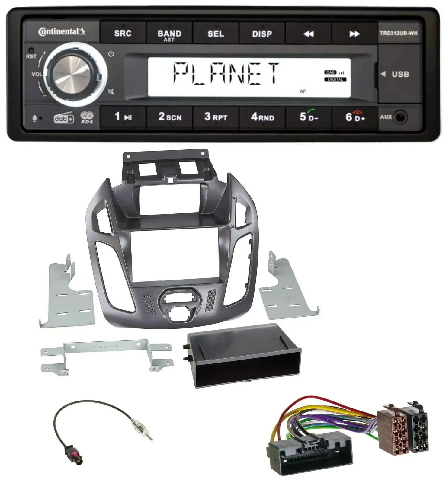 Continental USB 1DIN AUX DAB MP3 Autoradio für Ford Transit Connect 12-18 Displa