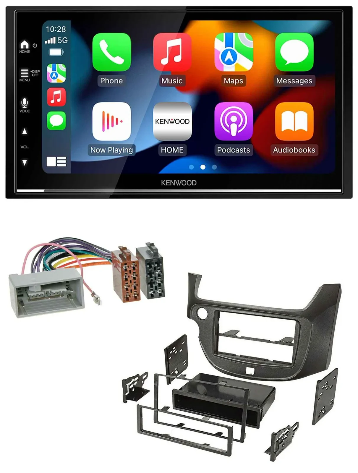 Kenwood DAB USB Bluetooth 2DIN MP3 Autoradio für Honda Jazz ab 09 dunkelgrau
