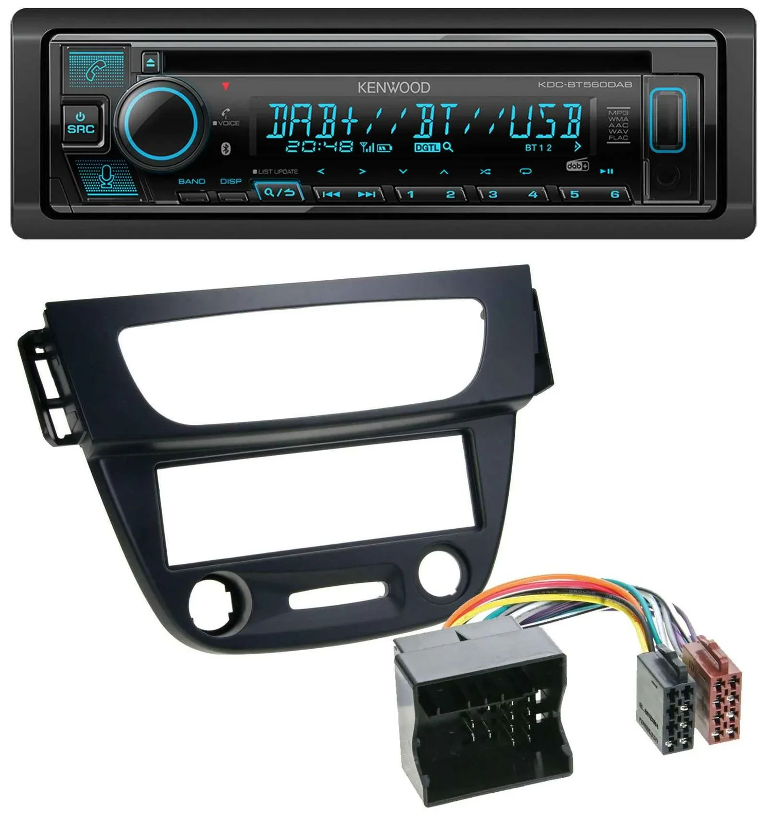 Автомагнитола Kenwood Bluetooth DAB CD MP3 USB для Renault Megane 3 (2009–2014) Quadlock