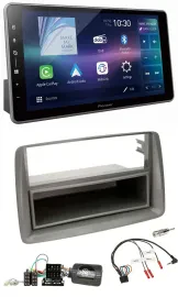 Автомагнитола Pioneer Bluetooth, USB, DAB, поддержка кнопок на руле, для Fiat Panda 169 (2007–2012), серый