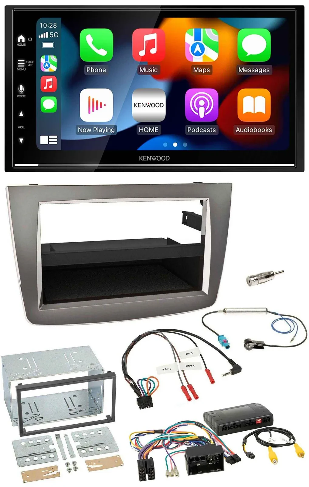 Kenwood DAB USB Bluetooth 2DIN Lenkrad Autoradio für Alfa Romeo Mito silber 14-1